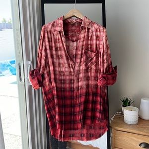 Free People Grunge Plaid Shirt
